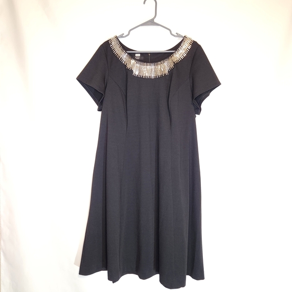 Alfani Black Dress with Silver Embellishments Suze 18W Neutral Staple - Picture 2 of 10